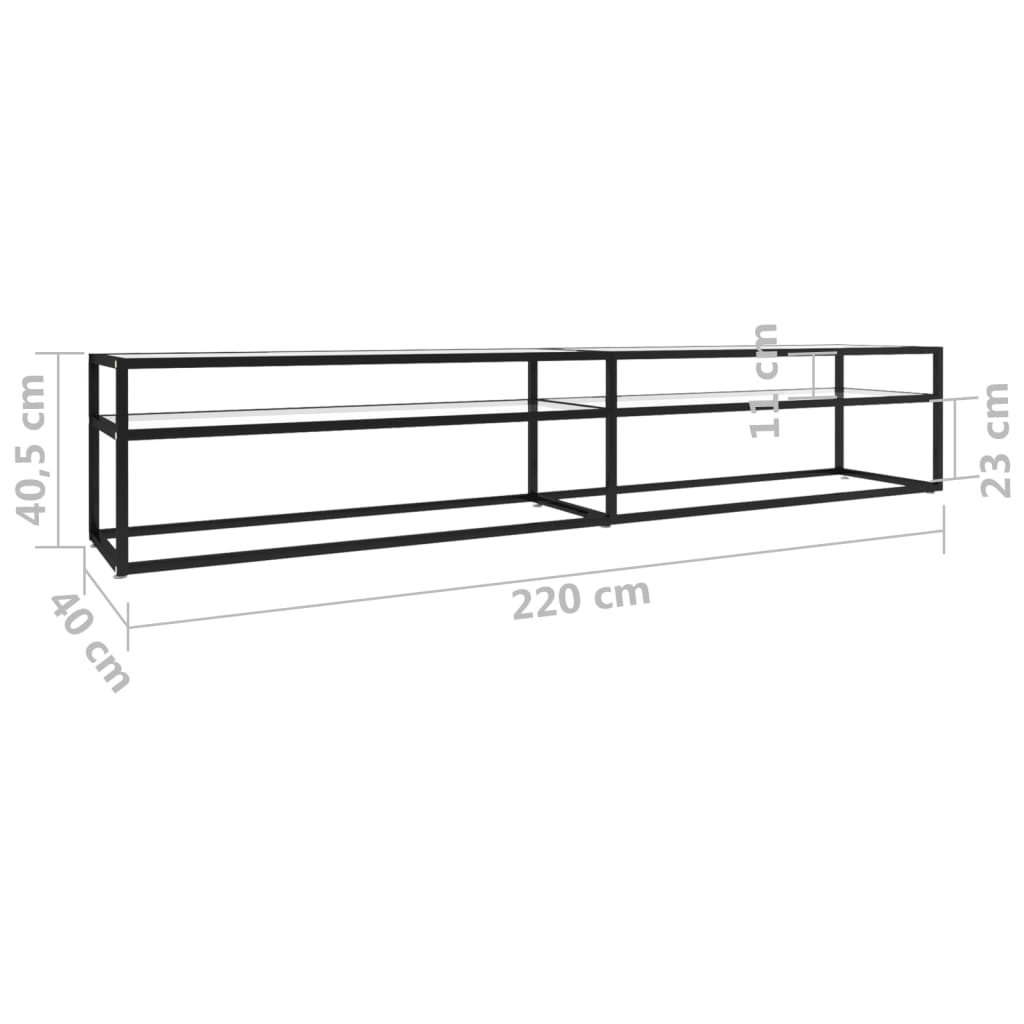 Tv-bänk transparent 220x40x40,5 cm härdat glas