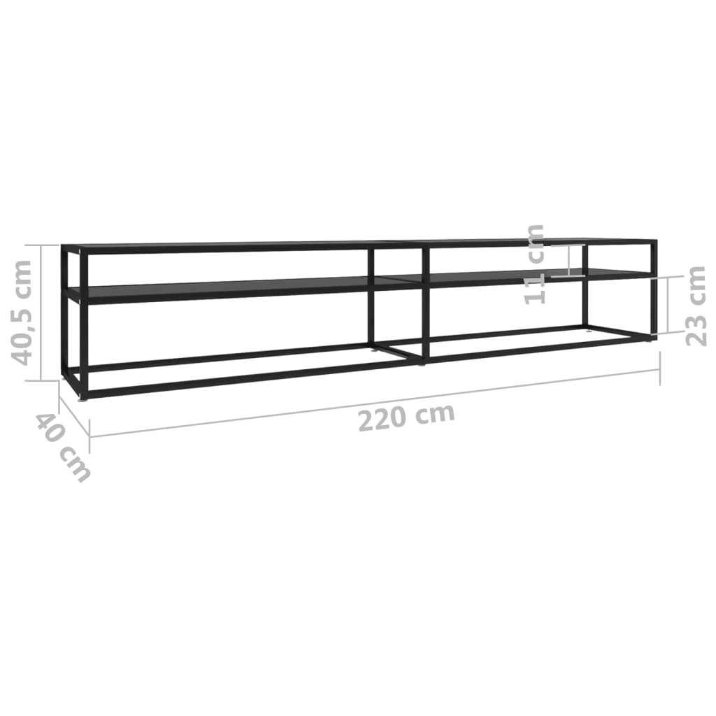 Tv-bänk svart 220x40x40,5 cm härdat glas