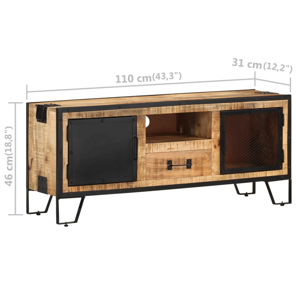 TV-bänk 110x31x46 cm grovt mangoträ