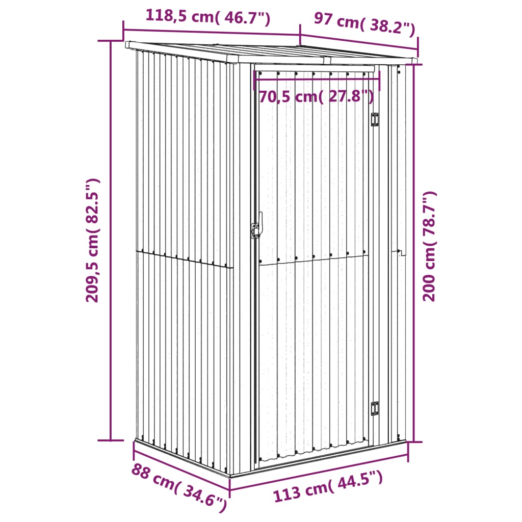 Trädgårdsskjul antracit 118,5x97x209,5 cm galvaniserat stål