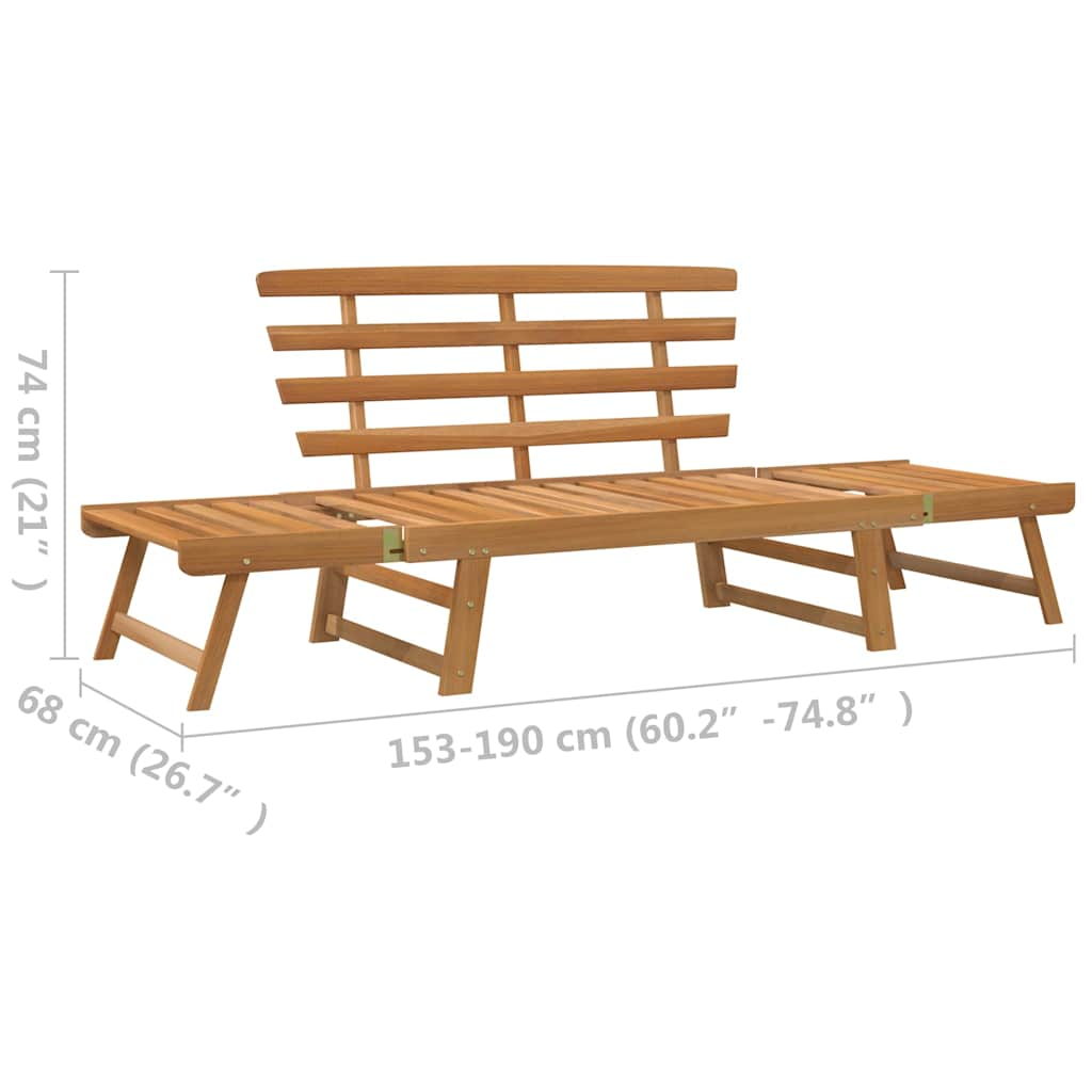 Trädgårdsbänk 2-i-1 190 cm massivt akaciaträ