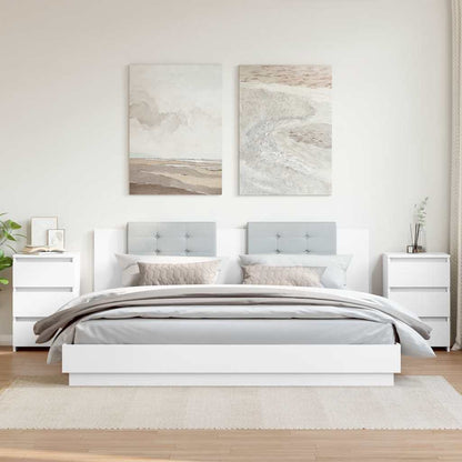 Sängbord 2 st vit 40x35x62,5 cm konstruerat trä