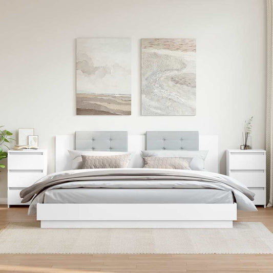 Sängbord 2 st vit 40x35x62,5 cm konstruerat trä