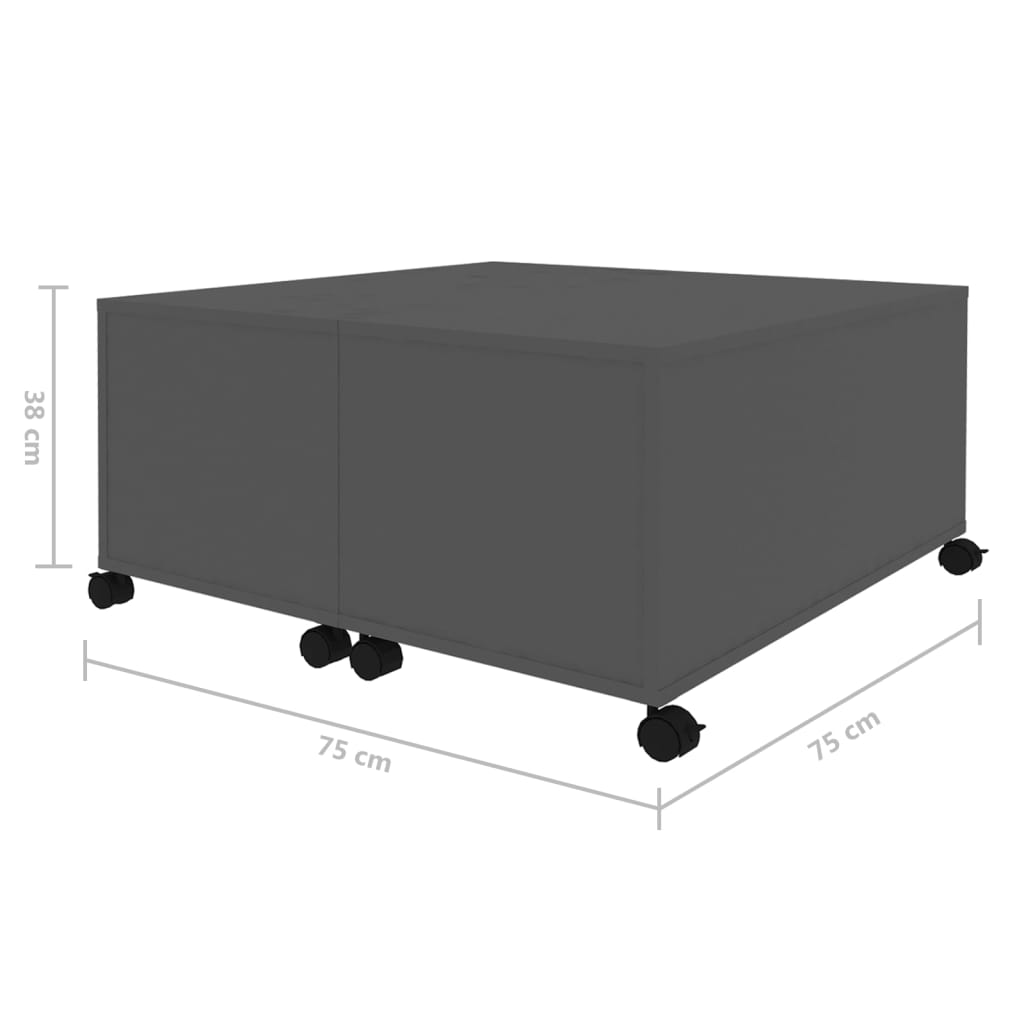 Soffbord grå 75x75x38 cm konstruerat trä