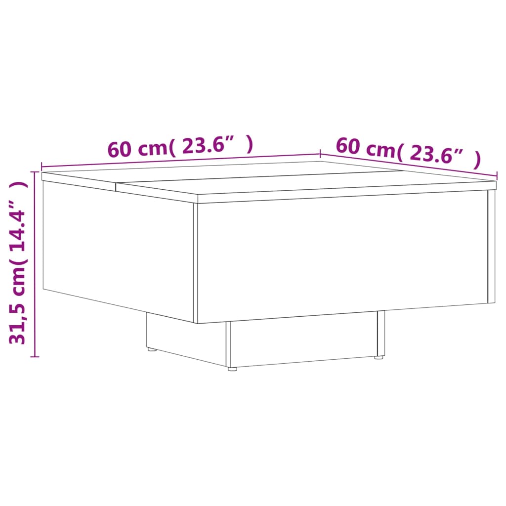 Soffbord vit högglans 60x60x31,5 cm konstruerat trä