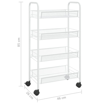 Rullvagn 4 våningar vit 46x26x85 cm järn