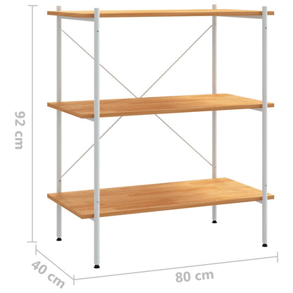 Hyllenhet med 3 hyllplan vit och ek 80x40x92 cm