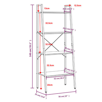 Hylla 4 plan svart 56x35x140 cm