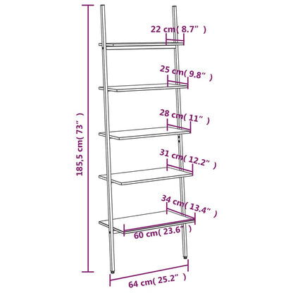 Hylla 5 hyllplan svart 64x34x185,5 cm