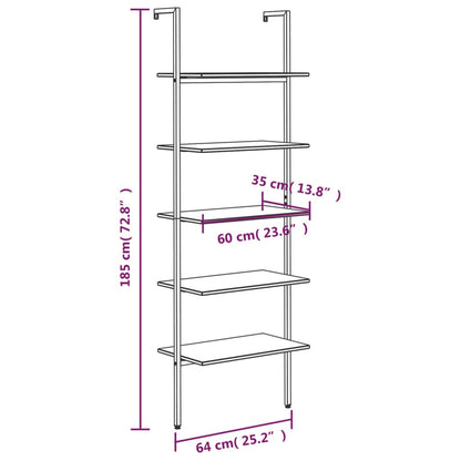 Hylla 5 hyllplan mörkbrun och svart 64x35x185 cm