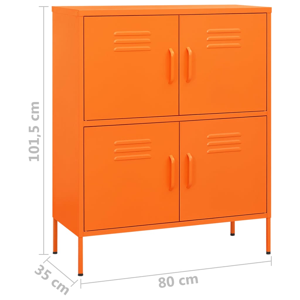 Förvaringsskåp orange 80x35x101,5 cm stål