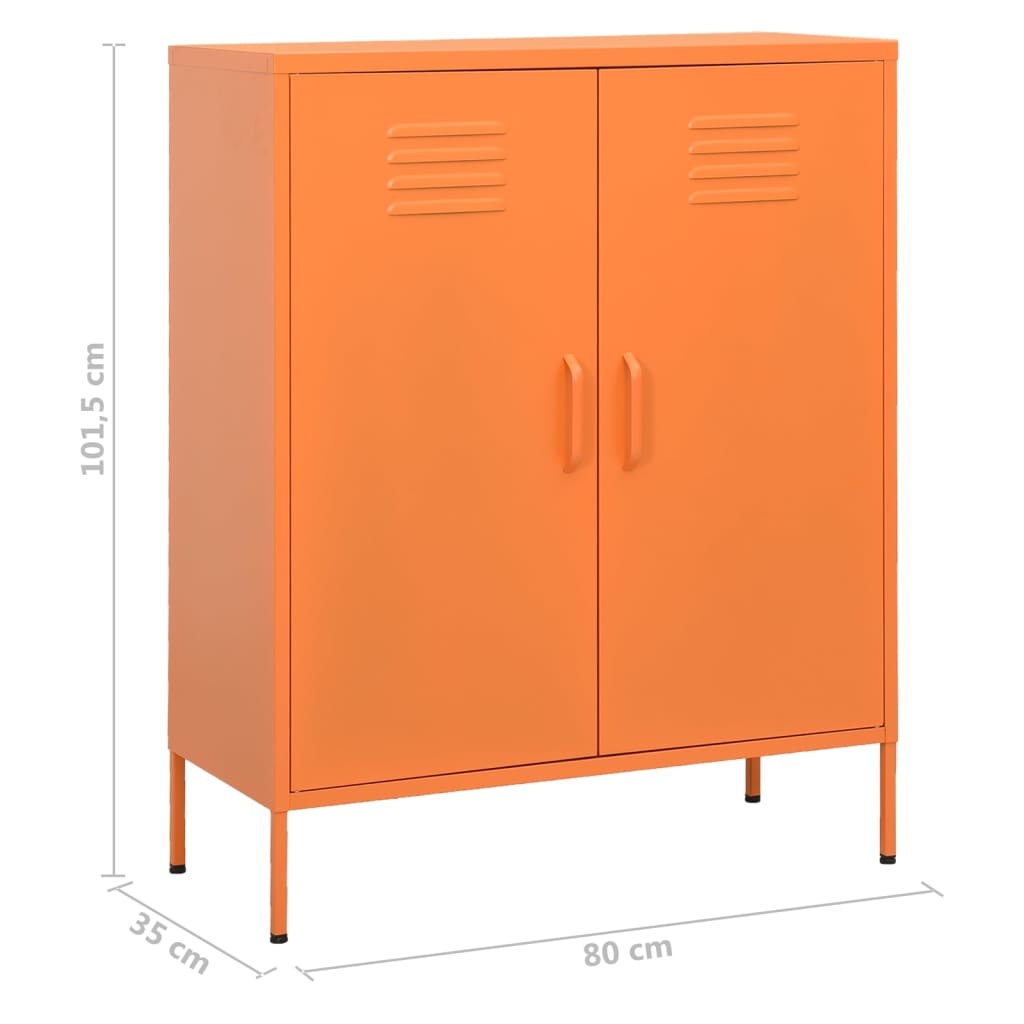 Förvaringsskåp orange 80x35x101,5 cm stål