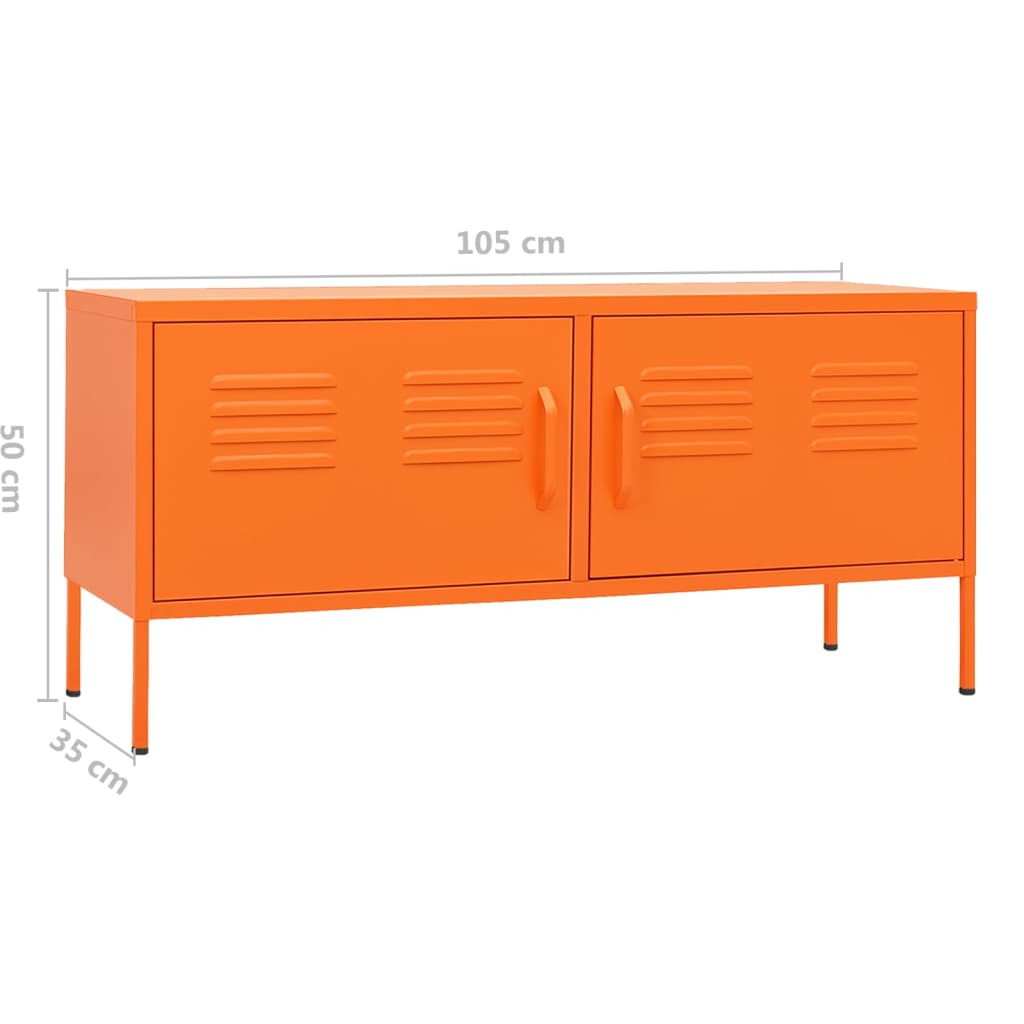 Tv-bänk orange 105x35x50 cm stål