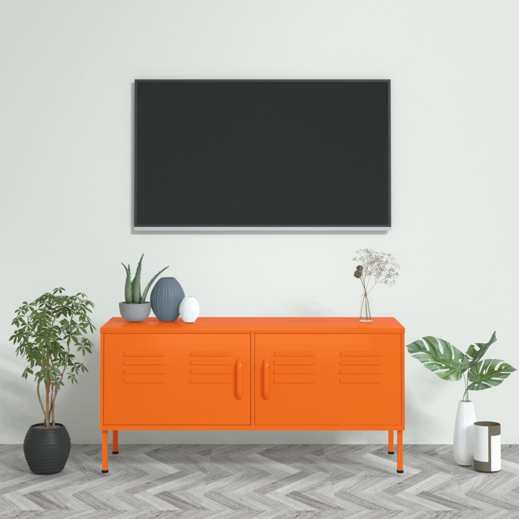 Tv-bänk orange 105x35x50 cm stål