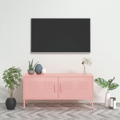 Tv-bänk pink 105x35x50 cm stål