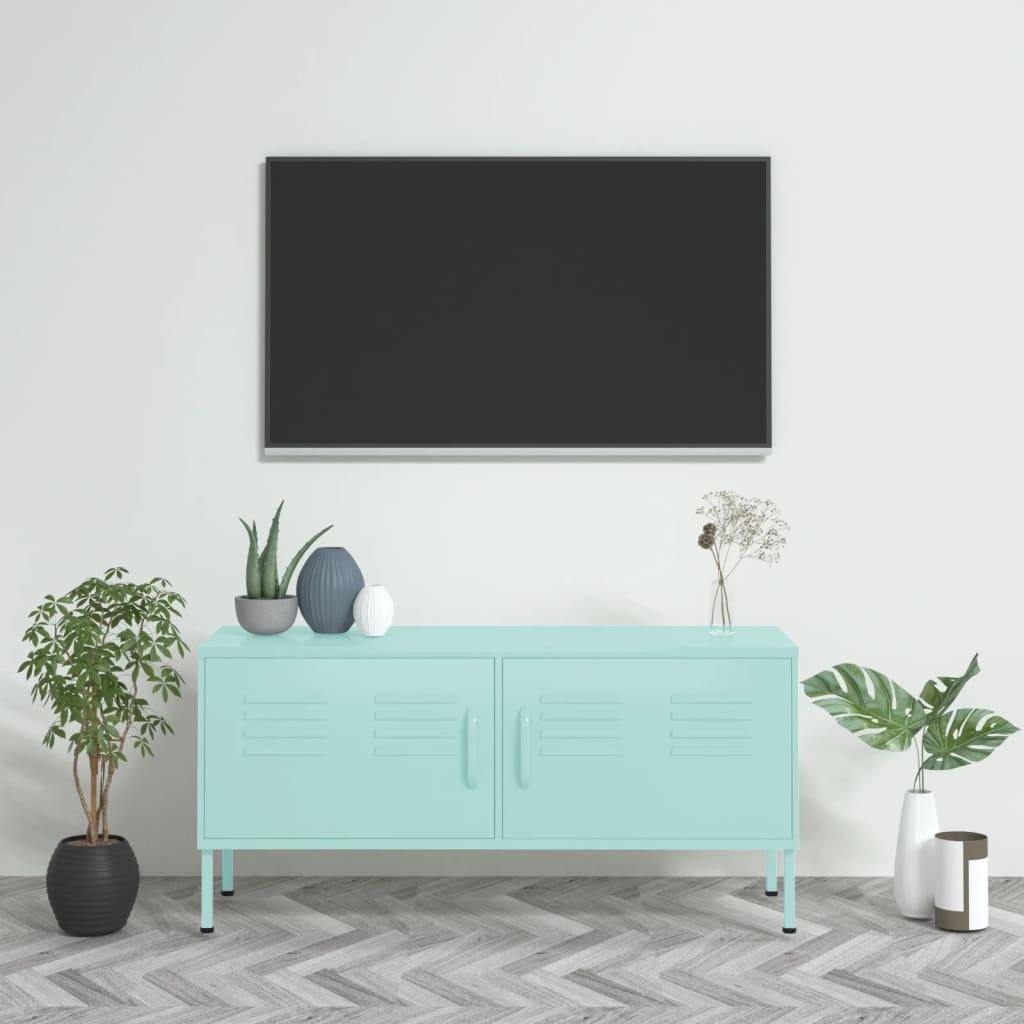 Tv-bänk mintgrön 105x35x50 cm stål