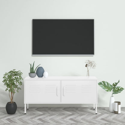 Tv-bänk vit 105x35x50 cm stål