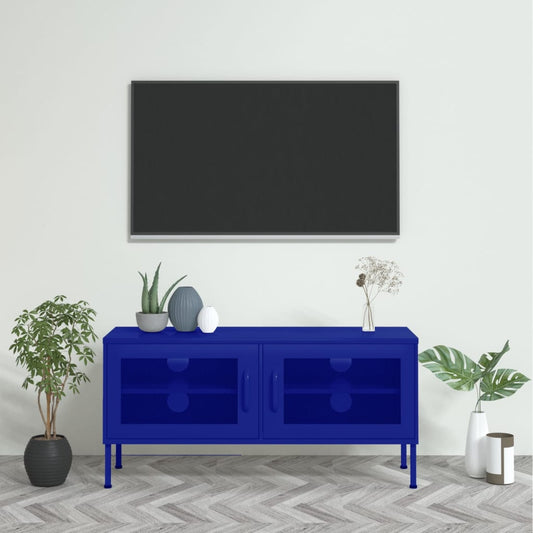 Tv-bänk marinblå 105x35x50 cm stål