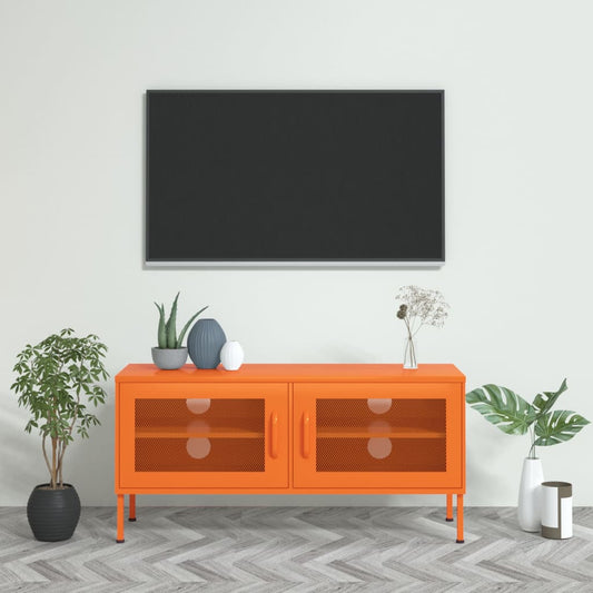 Tv-bänk orange 105x35x50 cm stål