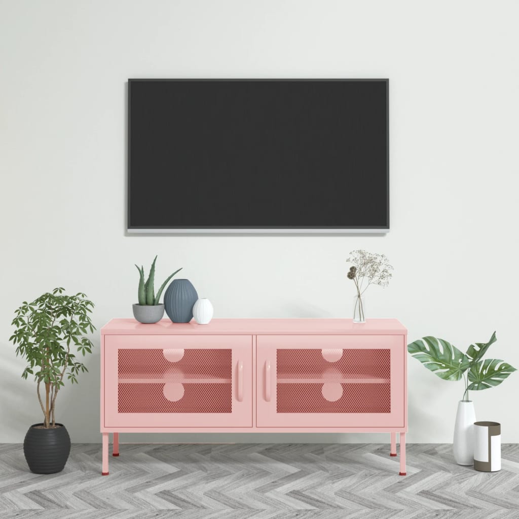 Tv-bänk pink 105x35x50 cm stål