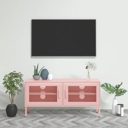 Tv-bänk pink 105x35x50 cm stål