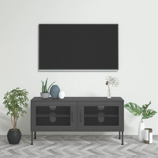 Tv-bänk antracit 105x35x50 cm stål