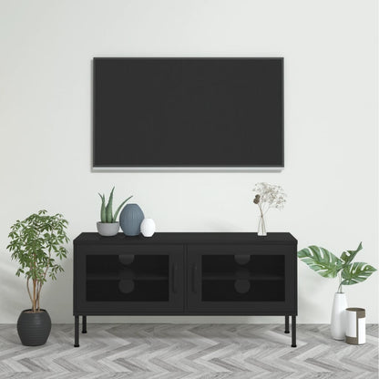 Tv-bänk svart 105x35x50 cm stål