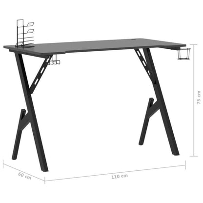 Gamingskrivbord med Y-formade ben svart 110x60x75 cm