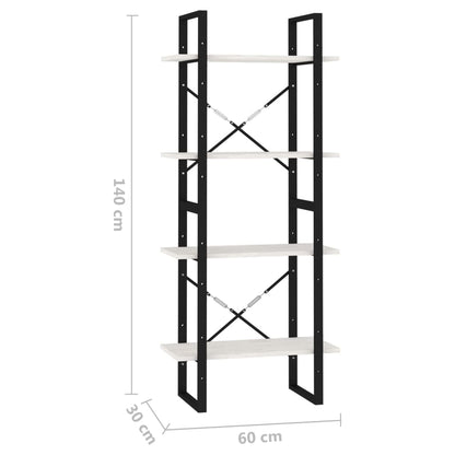 Bokhylla 4 hyllplan vit 60x30x140 cm massiv furu