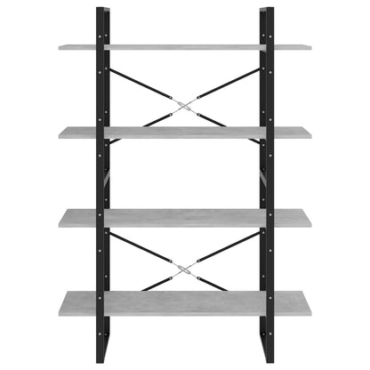 Bokhylla 4 hyllplan betonggrå 100x30x140 cm konstruerat trä