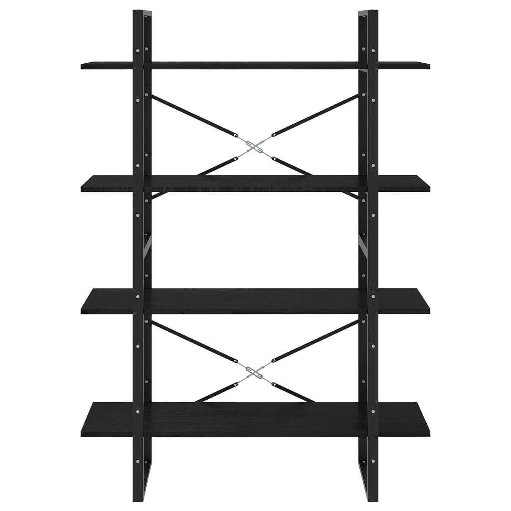 Bokhylla 4 hyllplan svart 100x30x140 cm massiv furu