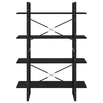 Bokhylla 4 hyllplan svart 100x30x140 cm massiv furu