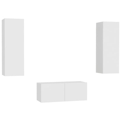 Tv-skåp 3 delar vit konstruerat trä