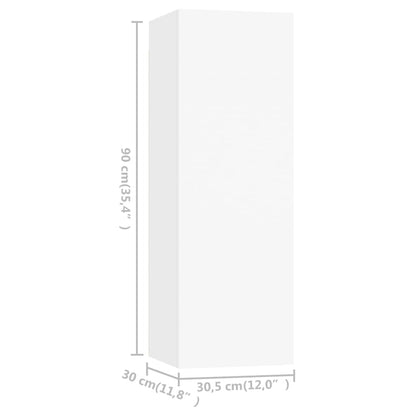 Tv-skåp 3 delar vit konstruerat trä