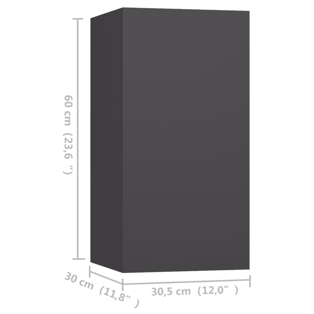 TV-skåp 4 delar grå 30,5x30x60 cm konstruerat trä