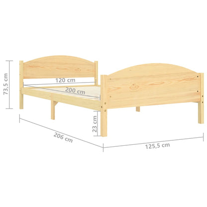 Sängram utan madrass massiv furu 120x200 cm