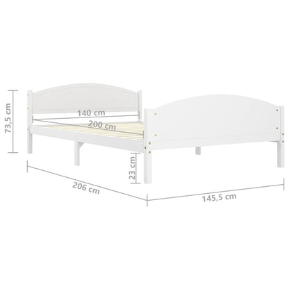 Sängram utan madrass vit massiv furu 140x200 cm