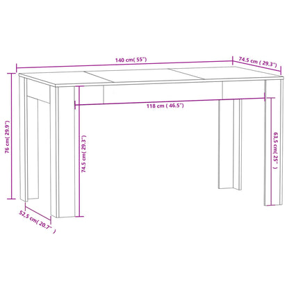 Matbord vit 140x74,5x76 cm konstruerat trä