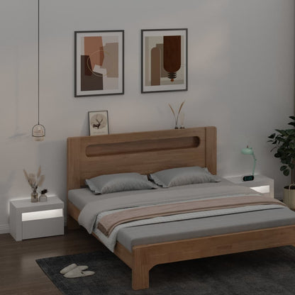 Sängbord med LEDs 2 st vit 60x35x40 cm