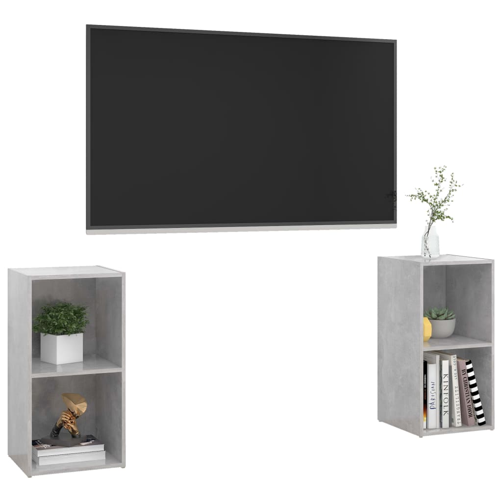 TV-skåp 2 st betonggrå 72x35x36,5 cm konstruerat trä