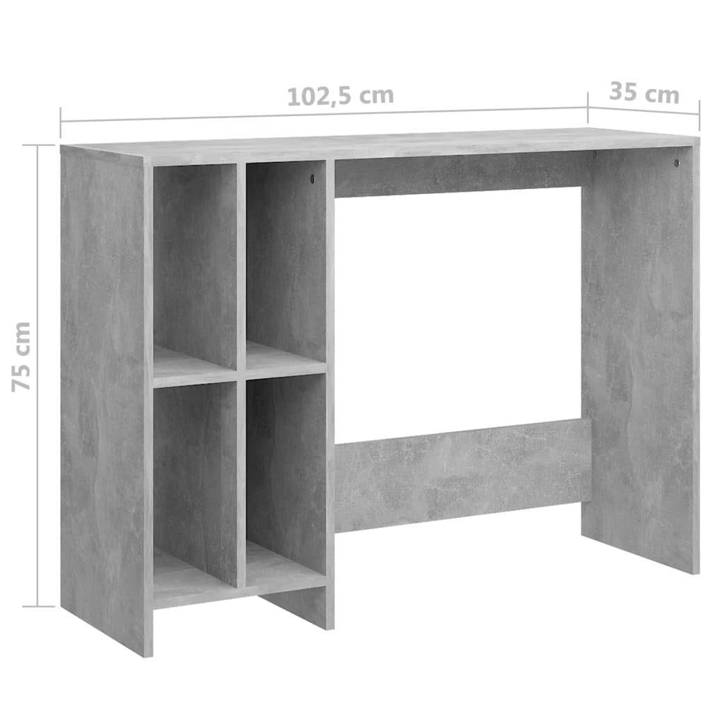 Datorbord betonggrå 102,5x35x75 cm konstruerat trä