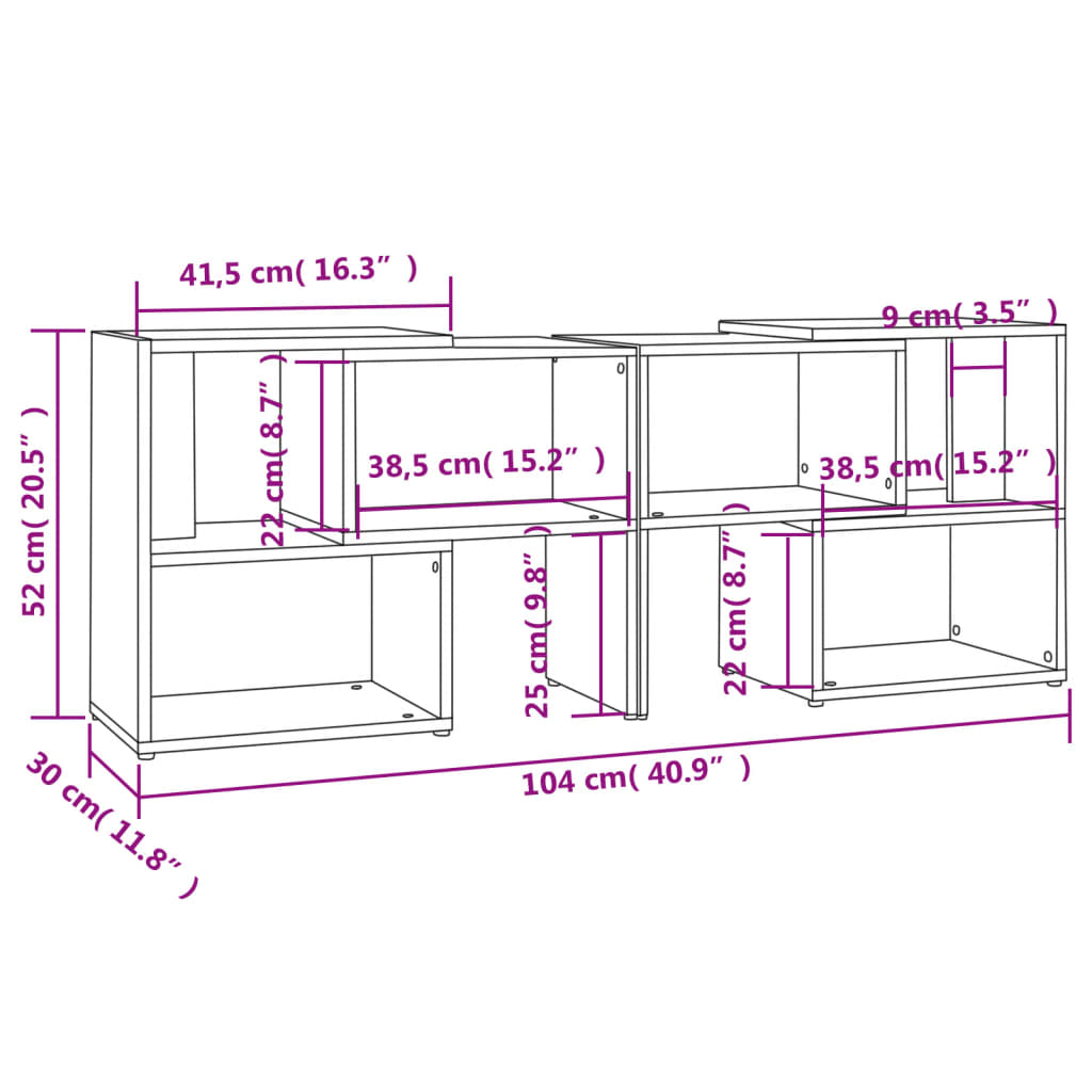 Tv-bänk sonoma-ek 104x30x52 cm konstruerat trä