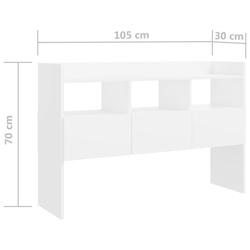 Skänk vit 105x30x70 cm konstruerat trä