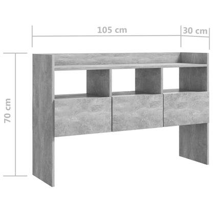 Byrå betonggrå 105x30x70 cm konstruerat trä