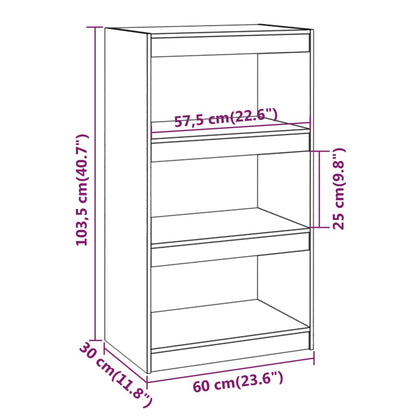 Bokhylla/Rumsavdelare honungsbrun 60x30x103,5 cm massiv furu