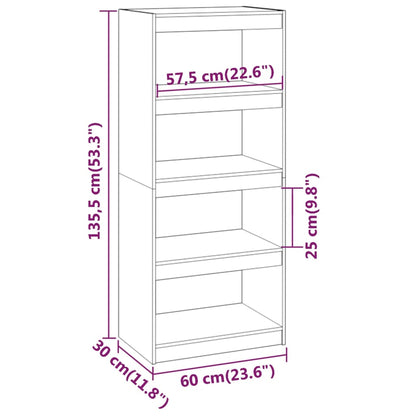 Bokhylla/Rumsavdelare vit 60x30x135,5 cm massiv furu