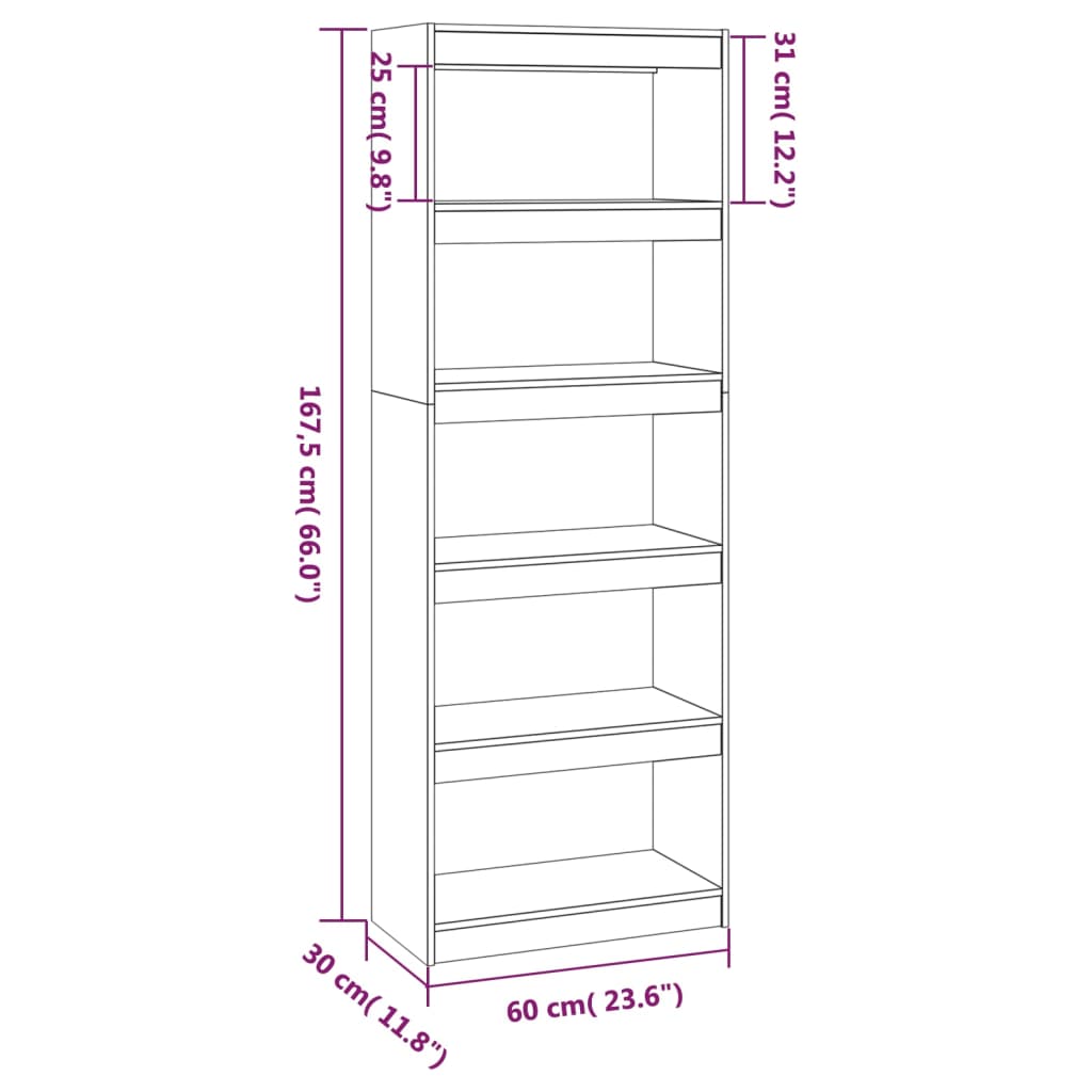 Bokhylla/Rumsavdelare 60x30x167,5 cm massiv furu