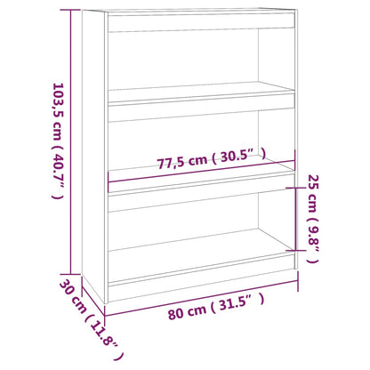 Bokhylla/Rumsavdelare vit 80x30x103,5 cm massiv furu