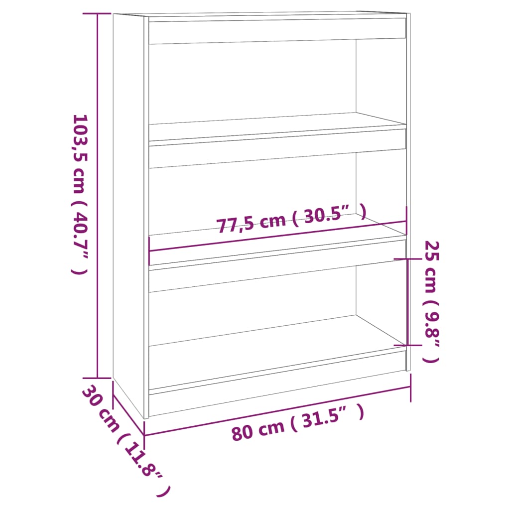 Bokhylla/Rumsavdelare grå 80x30x103,5 cm massiv furu