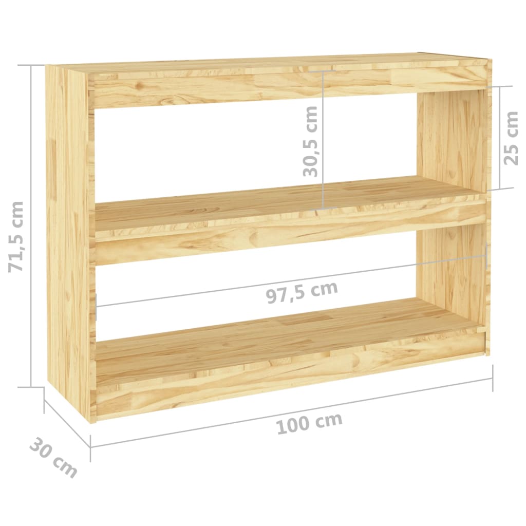 Bokhylla/rumsavdelare 100x30x71,5 cm massiv furu